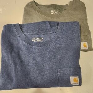 Carhartt Loose Fit Pocket T Shirt Men's 2XL Lot of 2 Blue Green Logo Casual